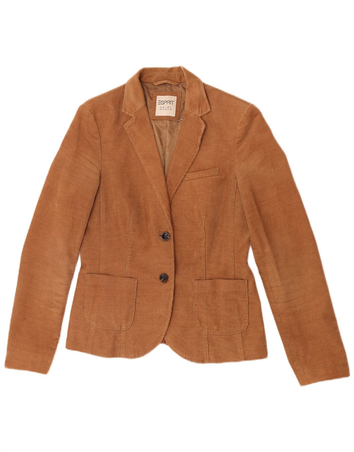 Giacca blazer in velluto a coste a 2 bottoni da donna Esprit UK 12 Cotone marrone medio