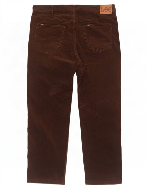 Pantaloni dritti in velluto a coste Lee Brooklyn da uomo W42 L29 cotone marrone