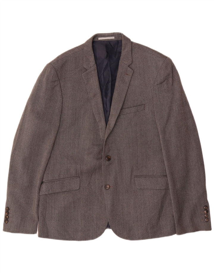 Giacca blazer slim fit da uomo Marks & Spencer a 2 bottoni UK 42 grande lana grigia
