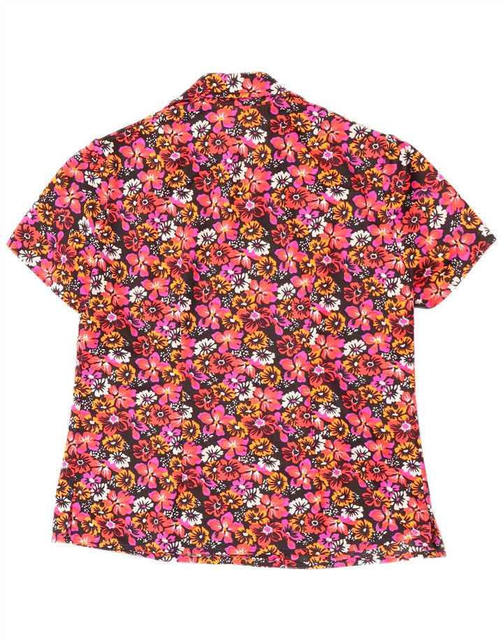 Top camicetta da donna vintage UK 14 grande rosso floreale