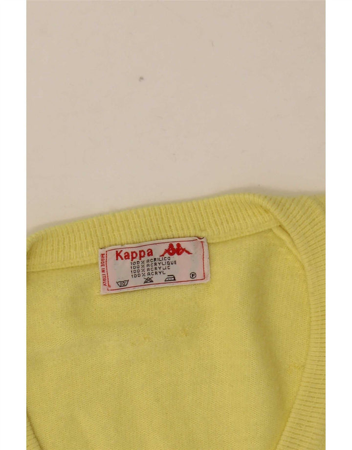 Maglione Kappa da uomo con scollo a V, giallo medio, in acrilico