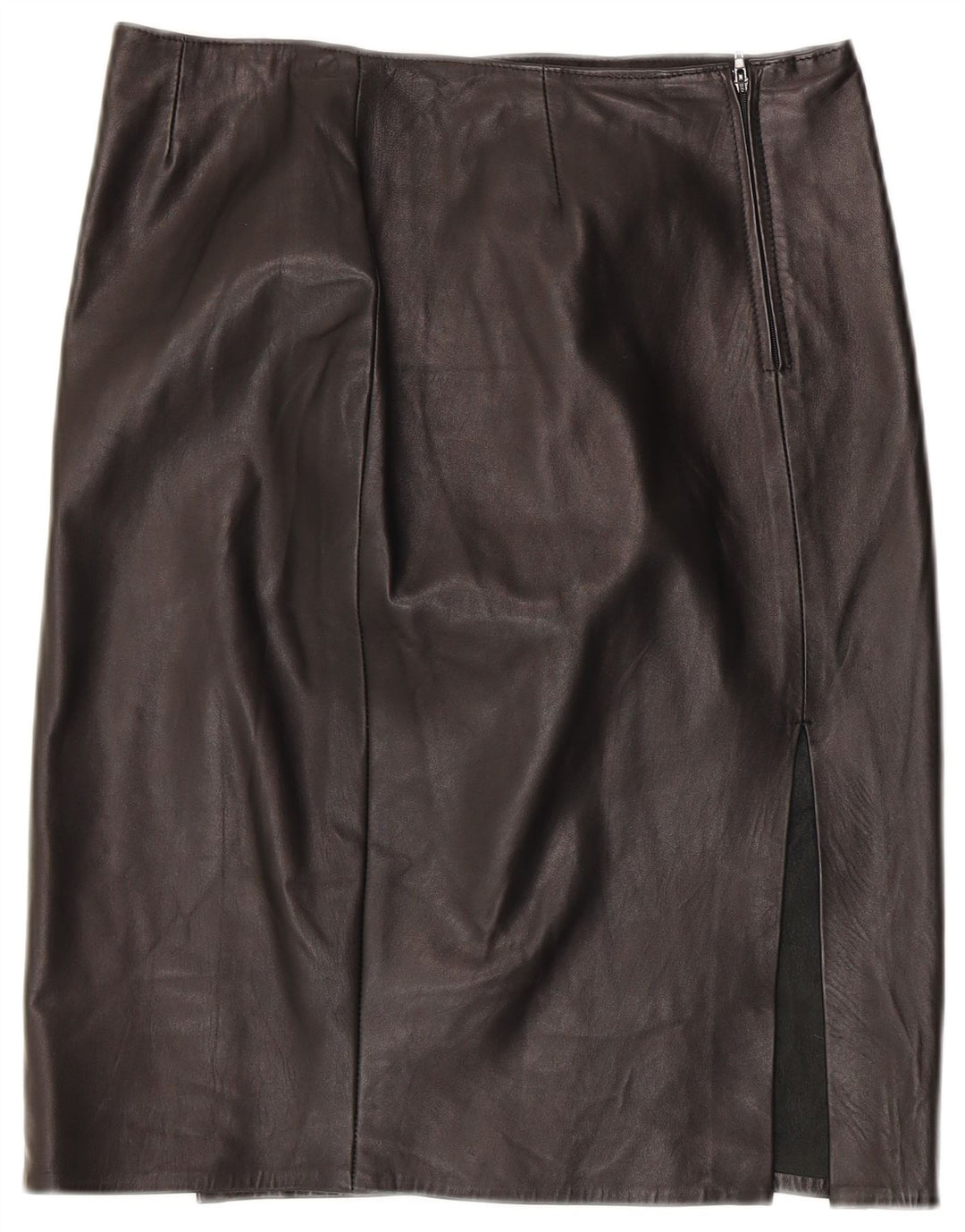 Gonna in pelle vintage da donna IT 46 grande W30 in pelle nera