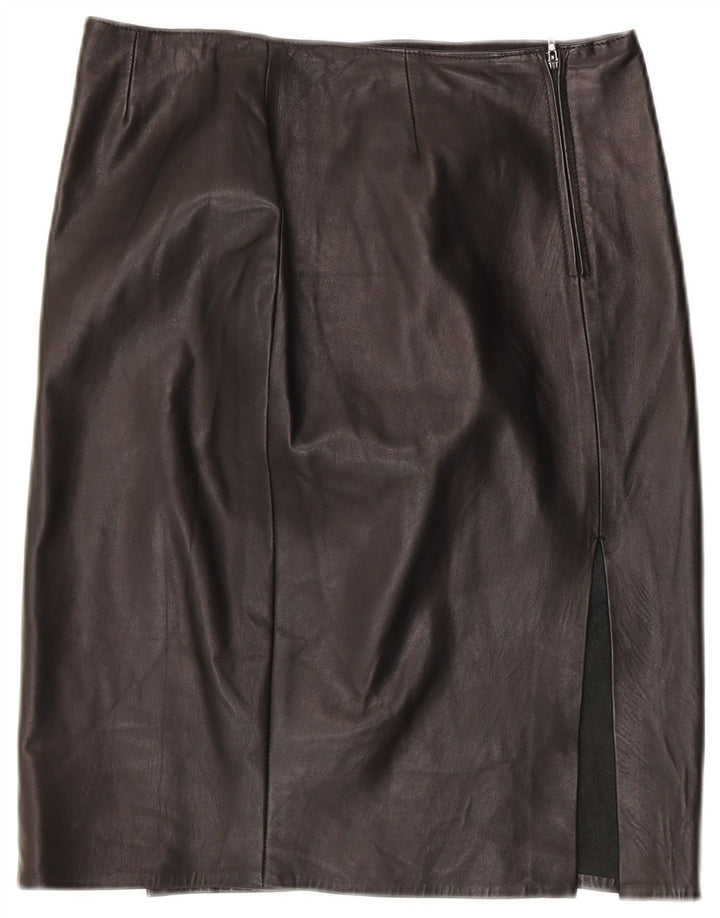 Gonna in pelle vintage da donna IT 46 grande W30 in pelle nera