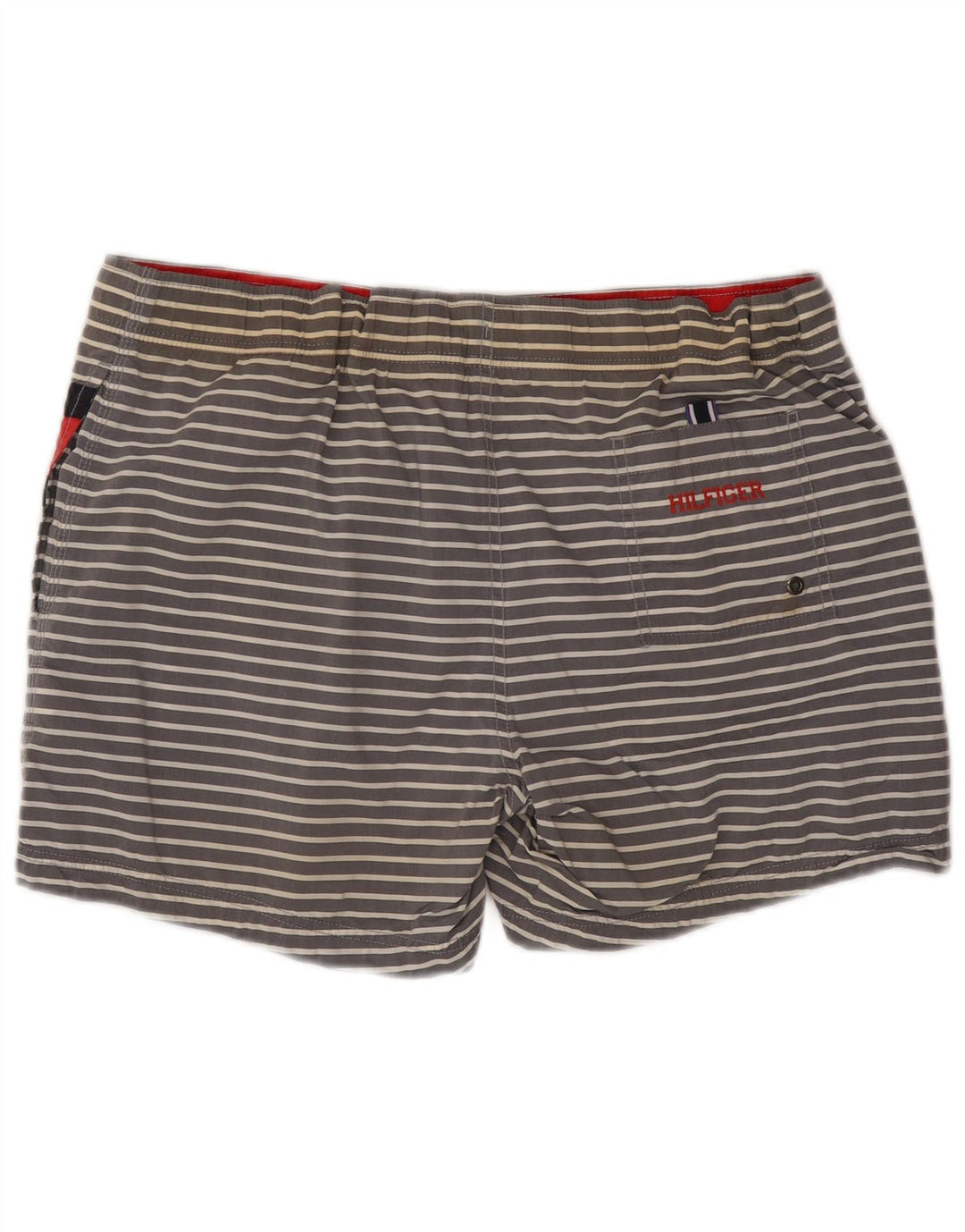 Pantaloncini da bagno da uomo Tommy Hilfiger grandi in cotone a righe grigie