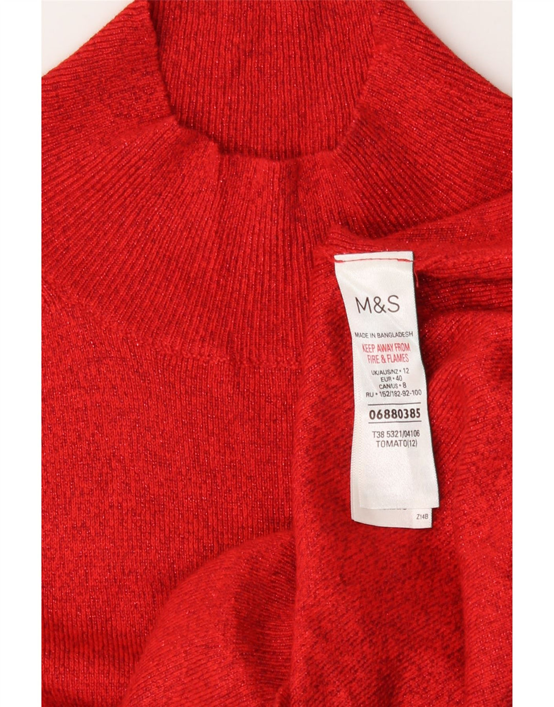 Maglione maglione a collo alto da donna Marks & Spencer UK 12 Viscosa rossa media