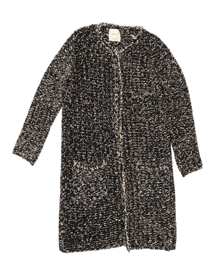 Maglione cardigan lungo da donna Zara UK 14 medio nero screziato