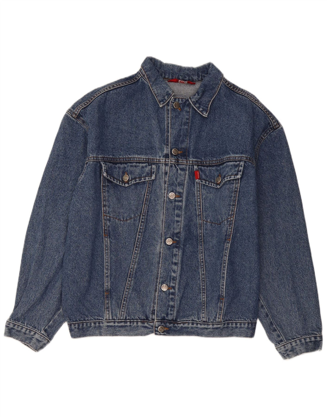 VINTAGE Mens Denim Jacket UK 40 Large Blue Cotton