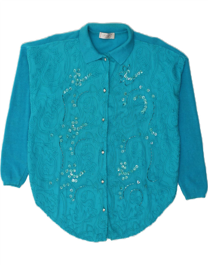 CODICE Womens Oversized Cardigan Sweater IT 40 Small Turquoise Cotton Vintage Codice and Second-Hand Codice from Messina Hembry 