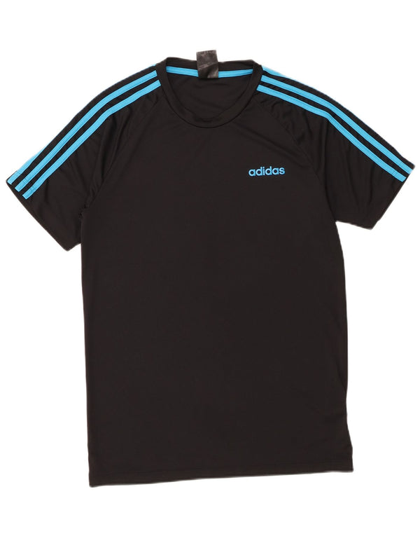 T-shirt Adidas Climalite da uomo piccola piccola in poliestere nero