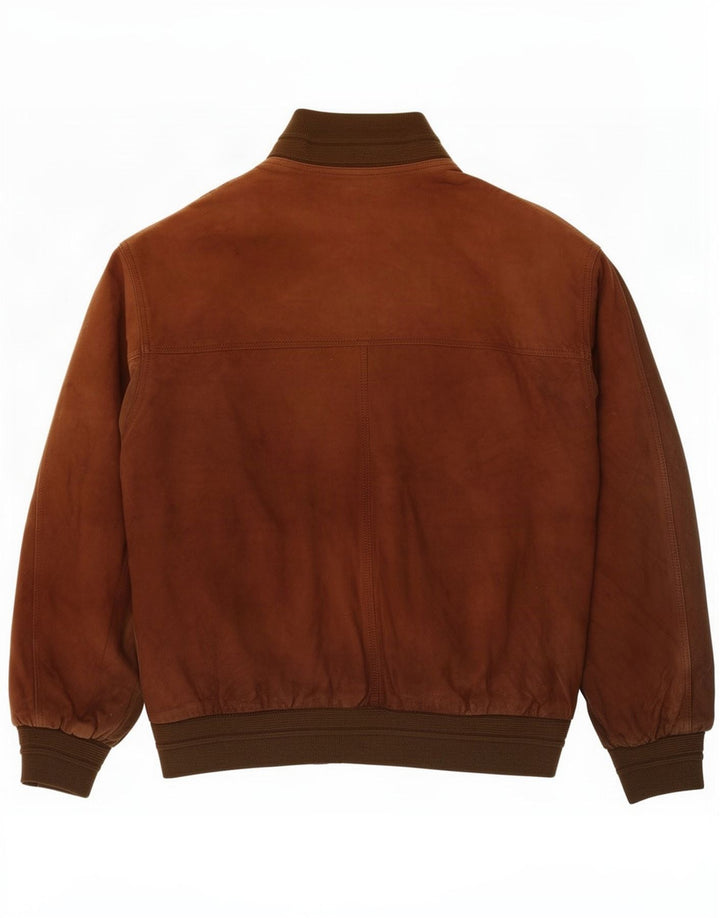 Giubbotto bomber vintage in pelle scamosciata da uomo IT 52 XL in pelle marrone