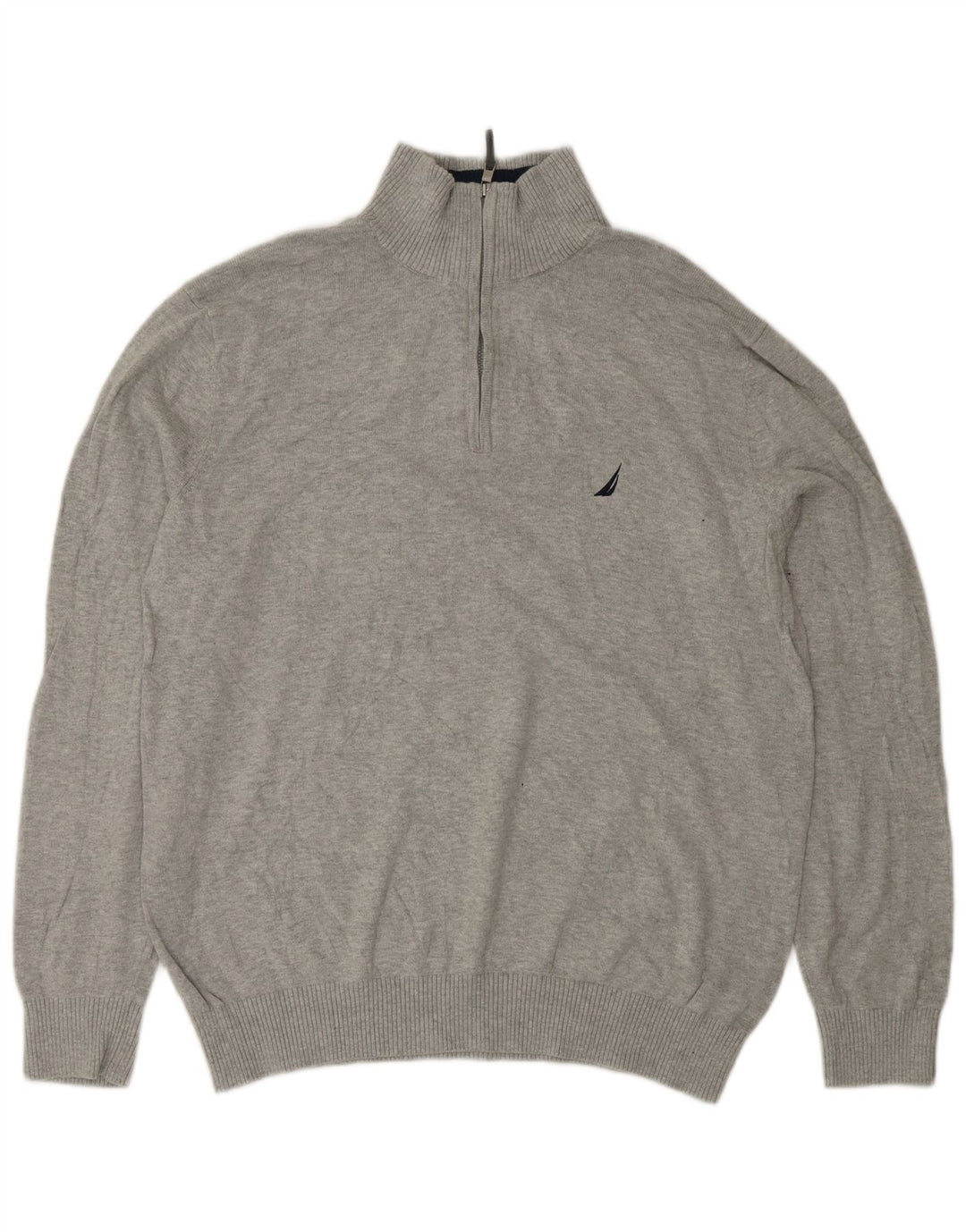 NAUTICA Maglione da uomo con zip e collo grande grigio