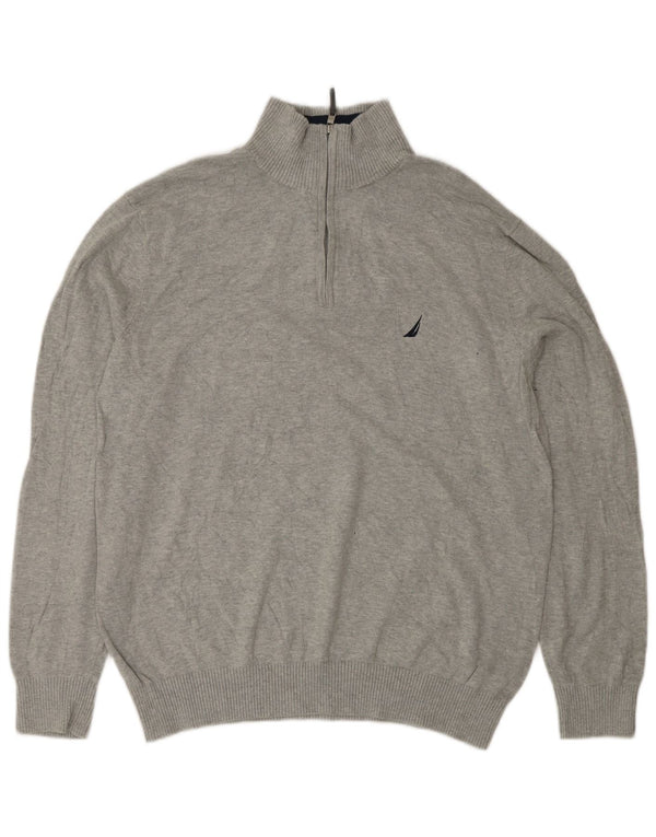 NAUTICA Maglione da uomo con zip e collo grande grigio