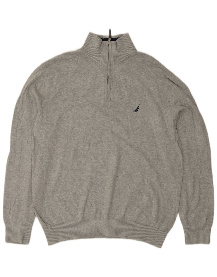 NAUTICA Maglione da uomo con zip e collo grande grigio