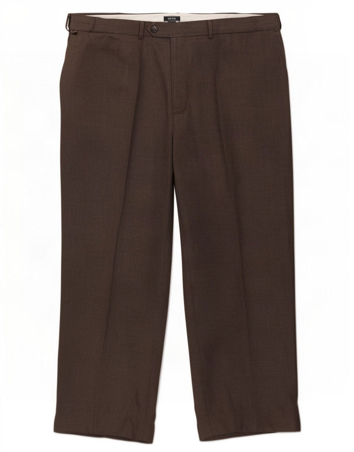 Pantaloni da abito dritti da uomo Marks & Spencer W44 L29 poliestere grigio