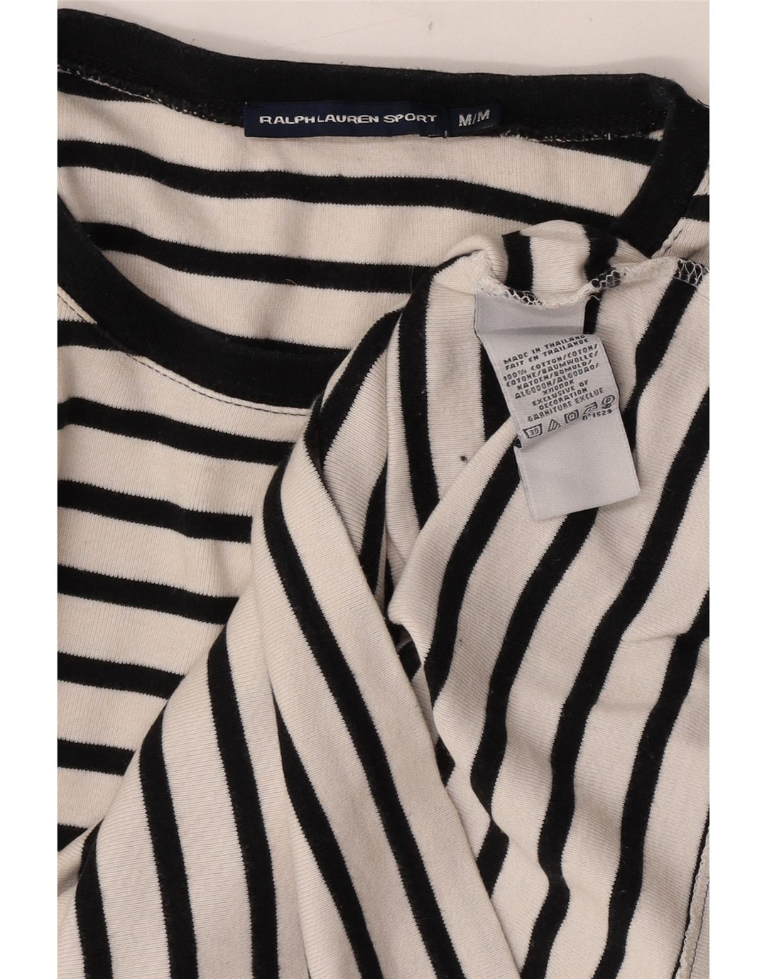 Top da donna Ralph Lauren a maniche lunghe UK 12 cotone a righe bianche medie
