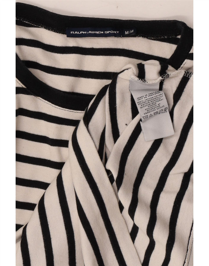 Top da donna Ralph Lauren a maniche lunghe UK 12 cotone a righe bianche medie