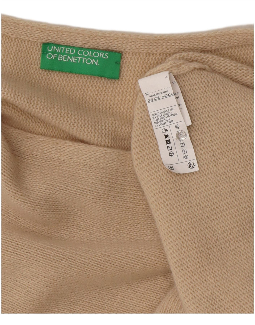 Maglione poncho asimmetrico da donna Benetton, taglia unica, in lana beige