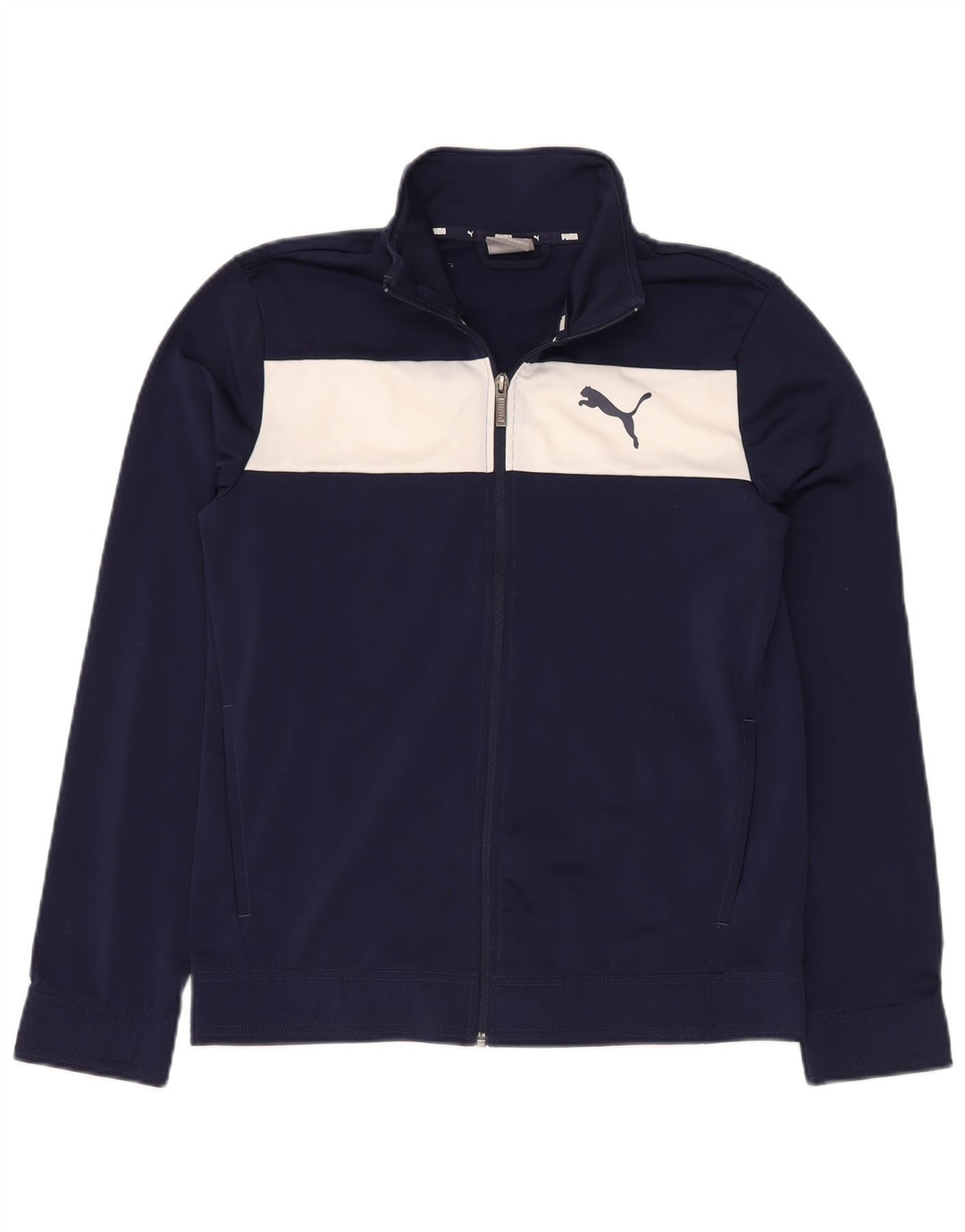 Giacca da ginnastica da uomo PUMA piccola in poliestere color block blu navy