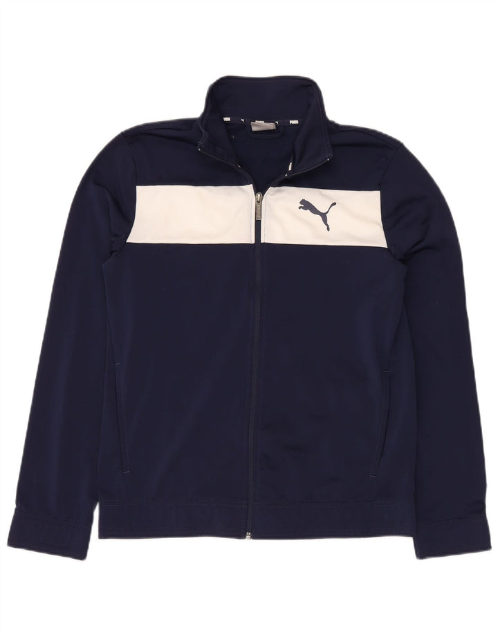 Giacca da ginnastica da uomo PUMA piccola in poliestere color block blu navy