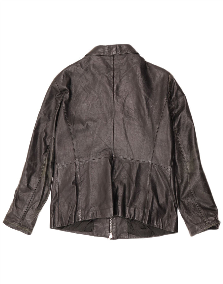 Giacca in pelle vintage da donna IT 52 2XL Pelle nera