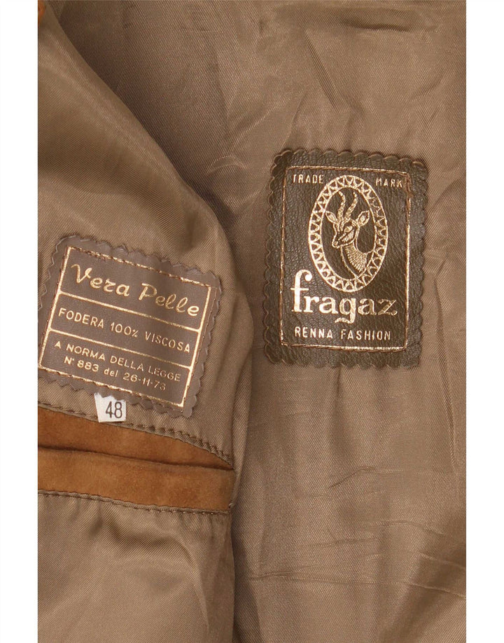 Giacca vintage in pelle scamosciata da uomo IT 48 in pelle marrone medio