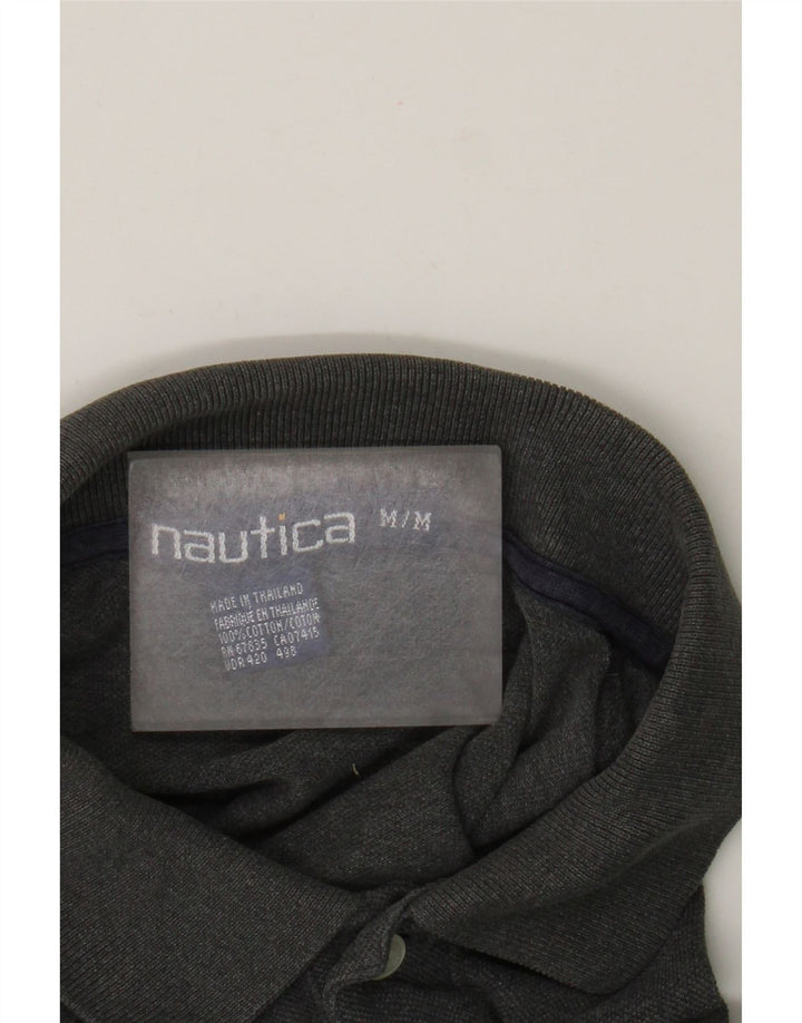 Polo da uomo Nautica in cotone a righe grigio medio