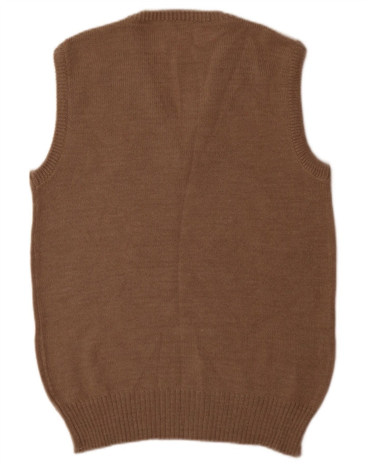 Canottiera vintage da uomo, canotta piccola, beige, a rombi/acrilico con diamanti