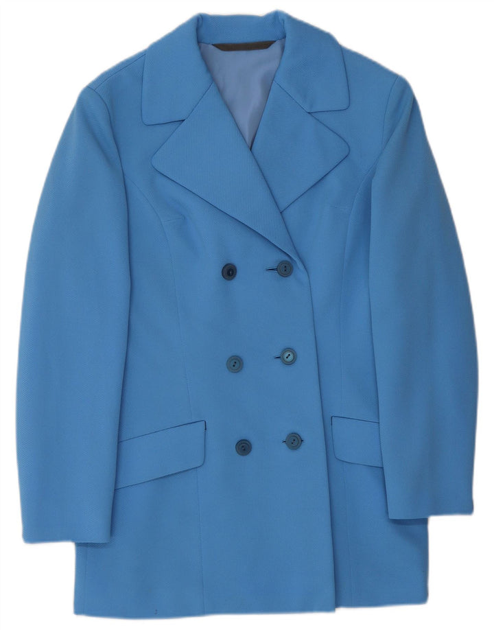 Giacca blazer doppiopetto da donna VINTAGE UK 12 blu medio