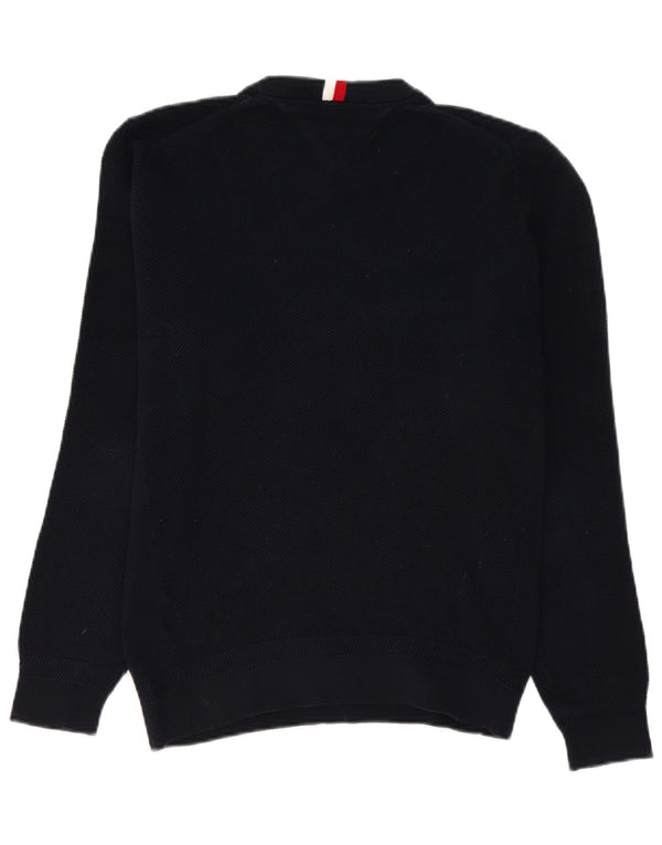 Maglione maglione girocollo da uomo Tommy Hilfiger grande cotone blu navy