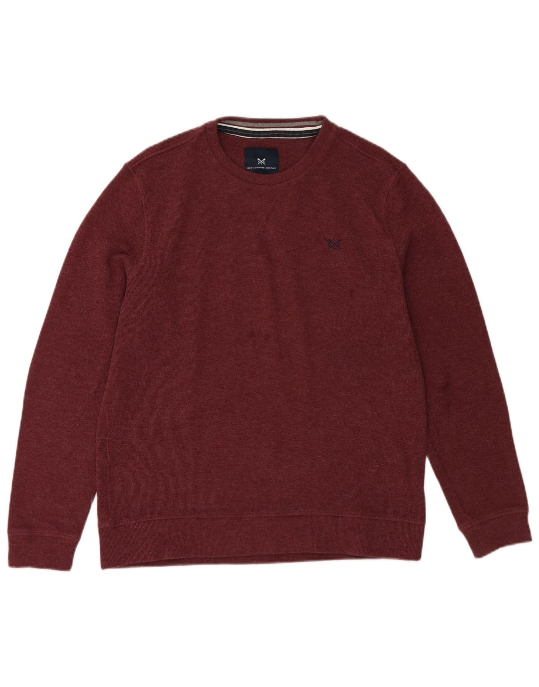CREW CLOTHING Maglione da uomo girocollo grande in cotone bordeaux