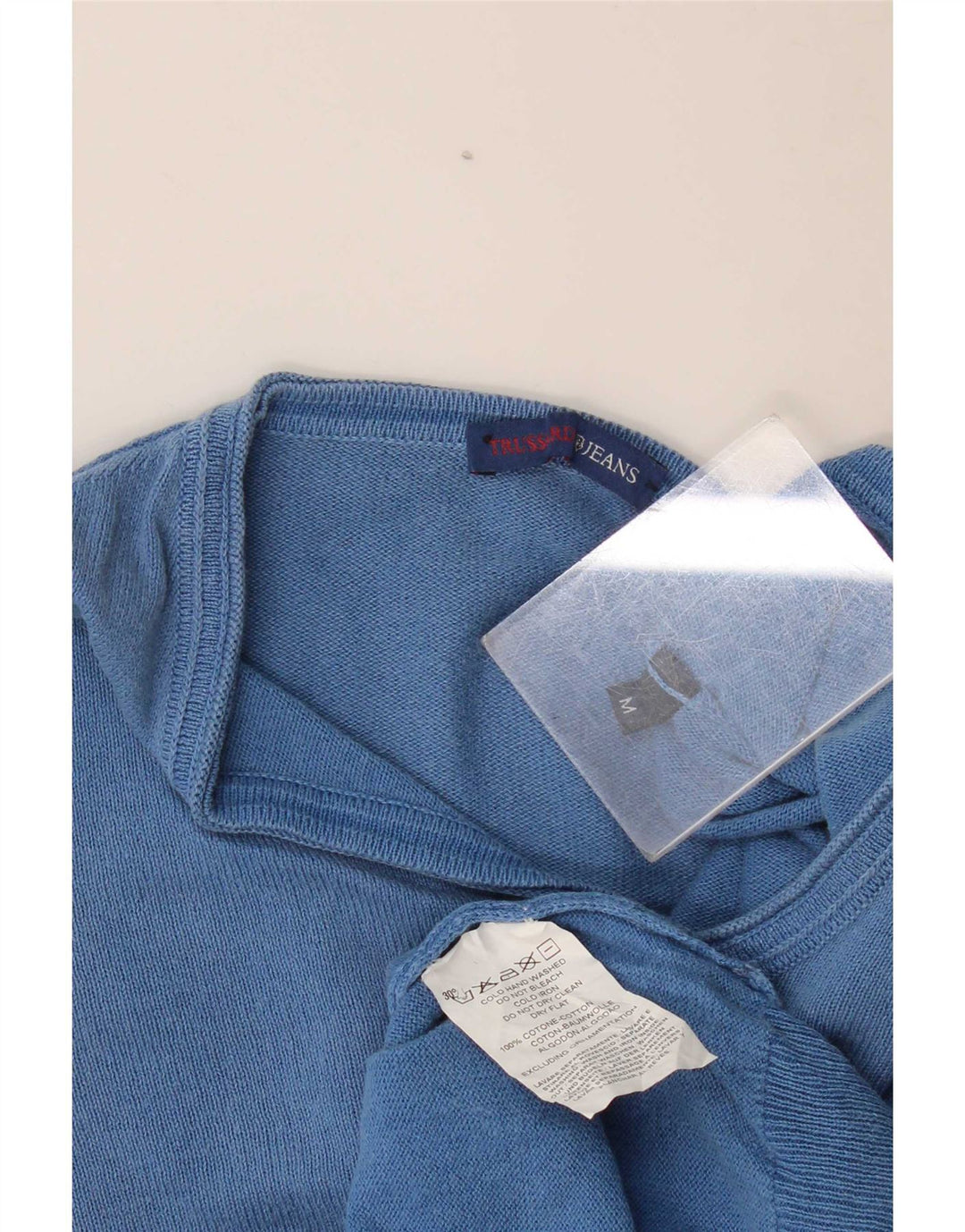 Maglia Uomo Trussardi Jeans Scollo a V Blu Medio Cotone