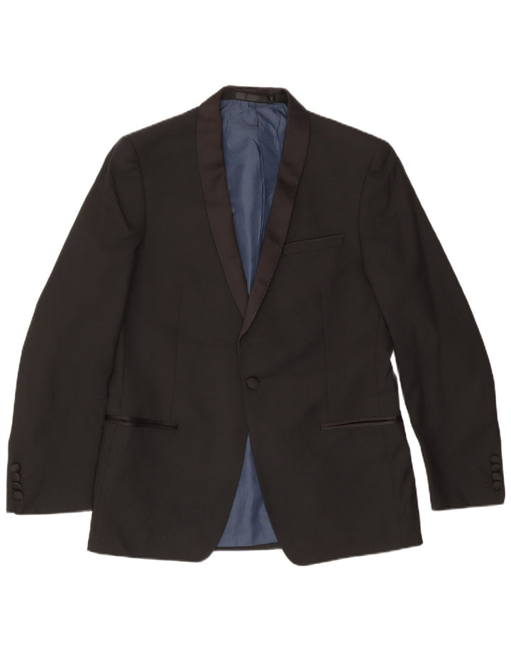 MARKS & SPENCER Giacca blazer da uomo a 1 bottone EU 50 grande poliestere nero
