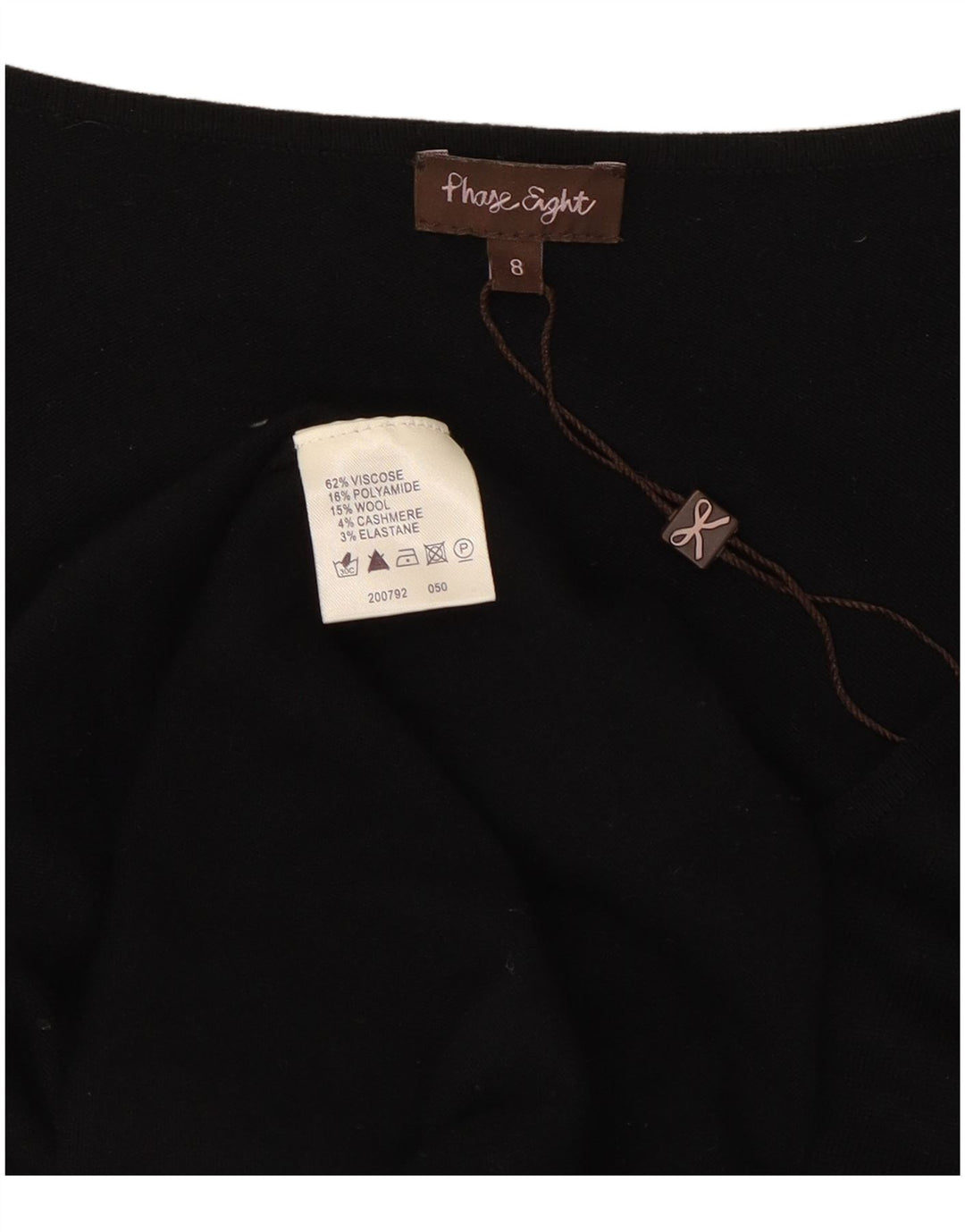 Abito maglione a maniche lunghe da donna Phase Eight con volant sul davanti UK 8 piccolo nero