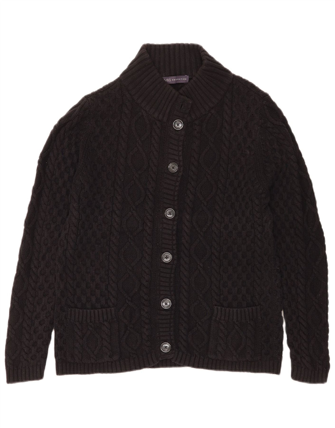 Maglione cardigan da donna Marks & Spencer UK 14 grande cotone nero
