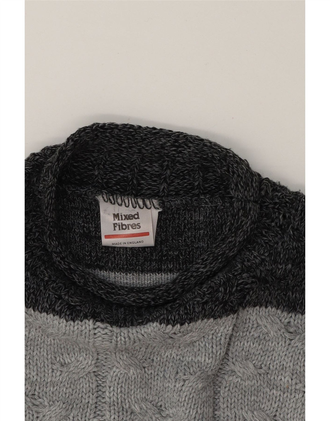 VINTAGE Womens Turtle Neck Jumper Sweater UK 14 Medium Grey Colourblock Vintage Vintage and Second-Hand Vintage from Messina Hembry 