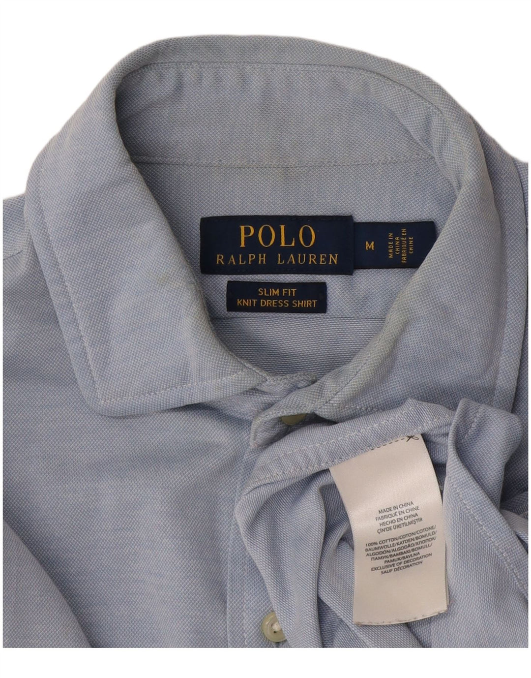 Camicia slim fit da uomo Ralph Lauren in cotone blu medio