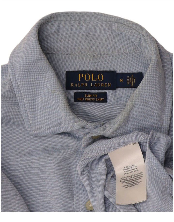 Camicia slim fit da uomo Ralph Lauren in cotone blu medio