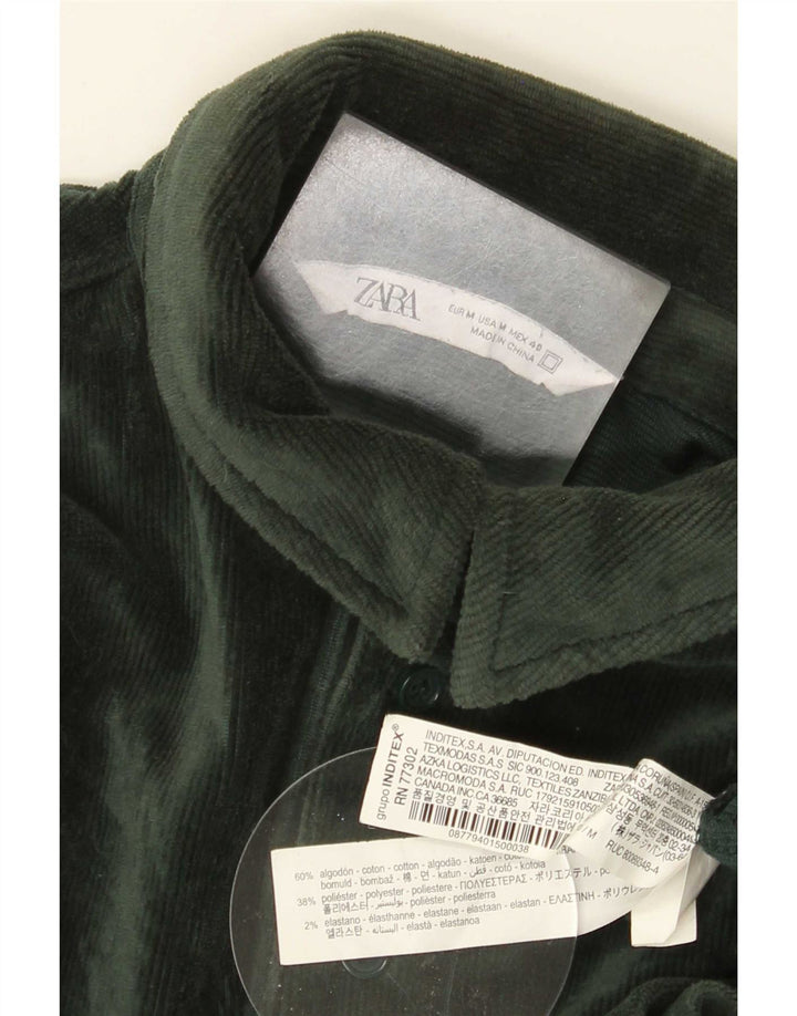 Camicia pullover da uomo in velluto a coste Zara, cotone verde medio