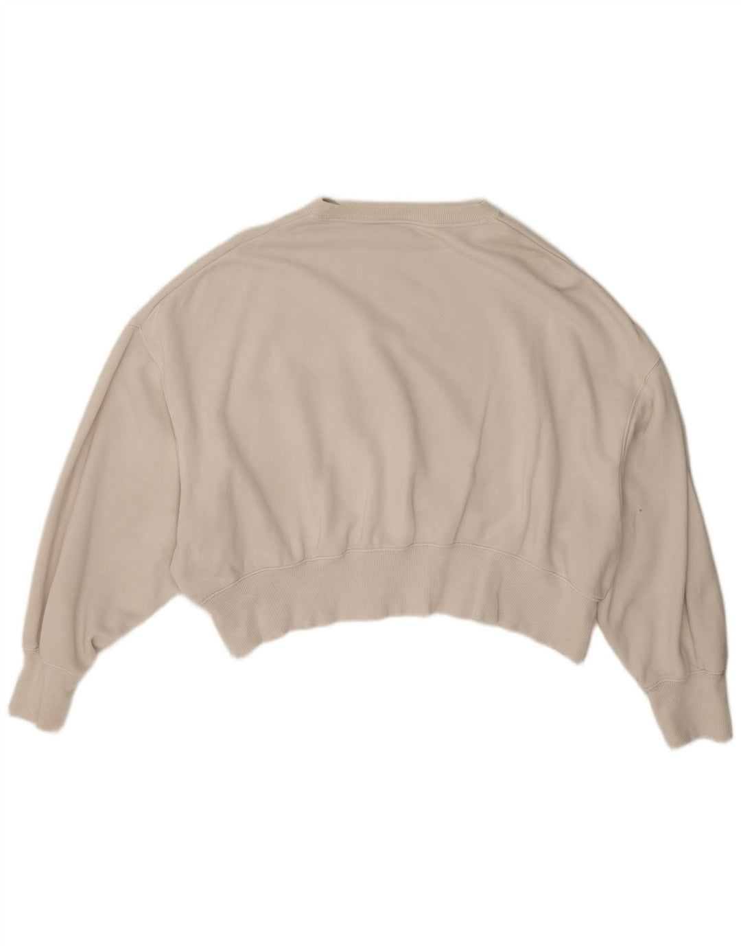 Felpa oversize corta da donna Nike, maglione UK 14, cotone bianco sporco medio