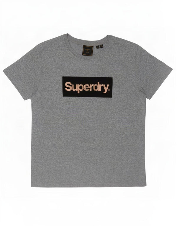 T-shirt grafica da donna Superdry Top UK 12 cotone grigio medio
