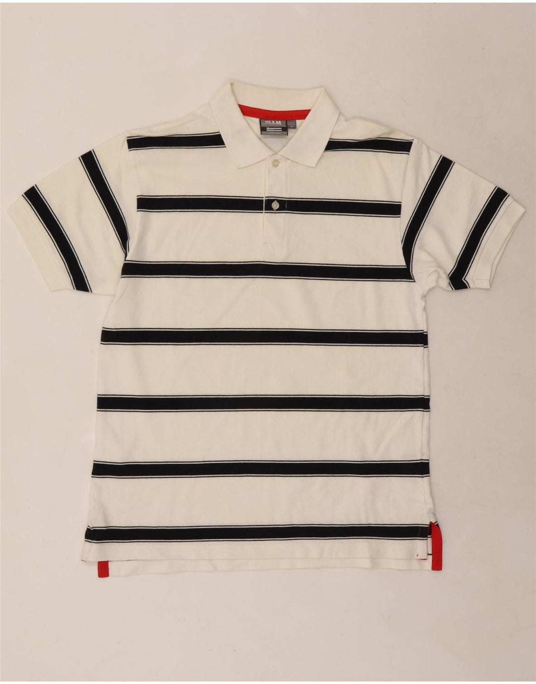 Polo da uomo Slam in cotone a righe bianche medie