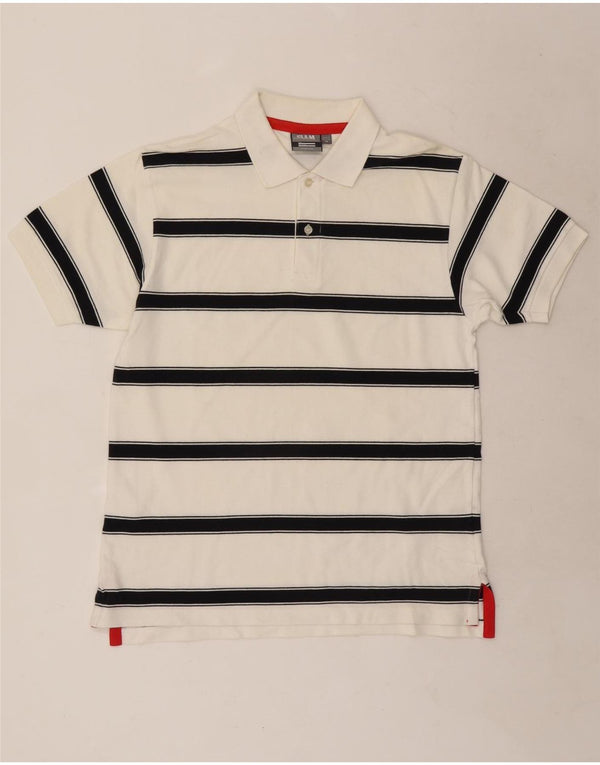 Polo da uomo Slam in cotone a righe bianche medie