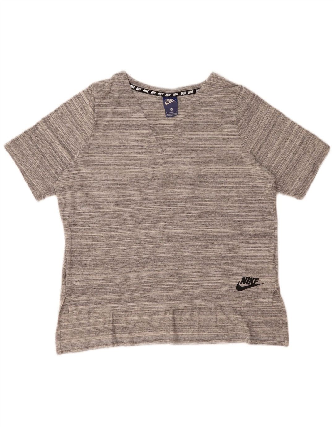 T-shirt da donna Nike Top UK 14 cotone a righe grigio medio