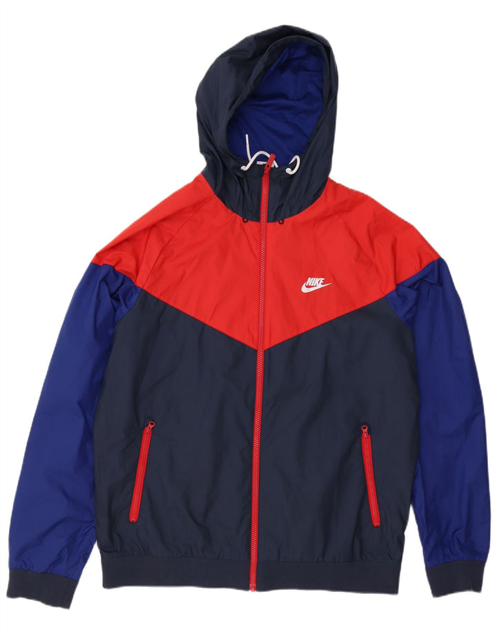 Nike - Giacca da uomo con cappuccio, tuta da ginnastica, grande, in poliestere color block blu navy