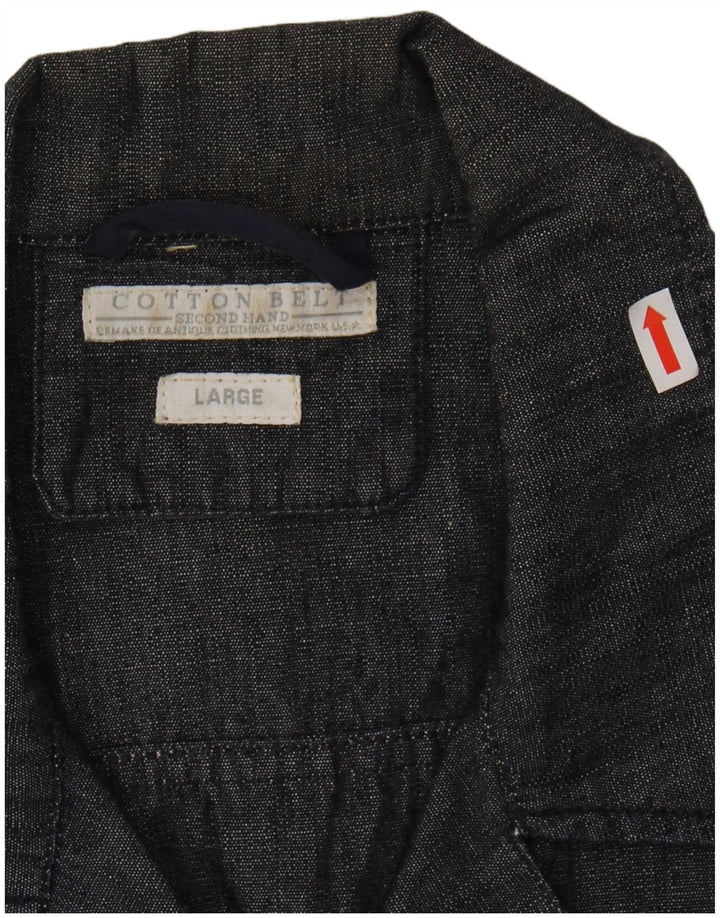 COTTON BELT Womens Bomber Jacket UK 16 Large Black Cotton