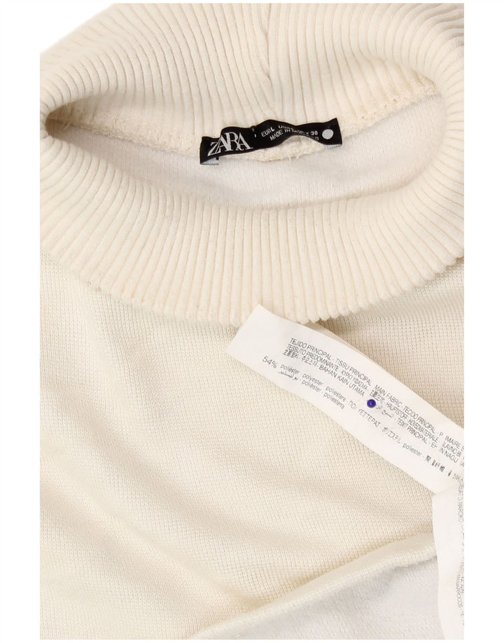 Top corto da donna Zara vestibilità ampia a maniche lunghe UK 16 grande poliestere bianco