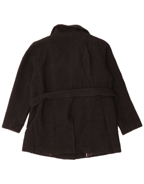 CALVIN KLEIN Cappotto doppiopetto da donna UK 18 XL Lana nera