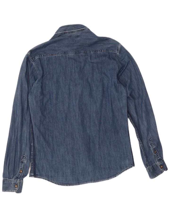 Camicia di jeans slim fit Zara da uomo, grande blu geometrica