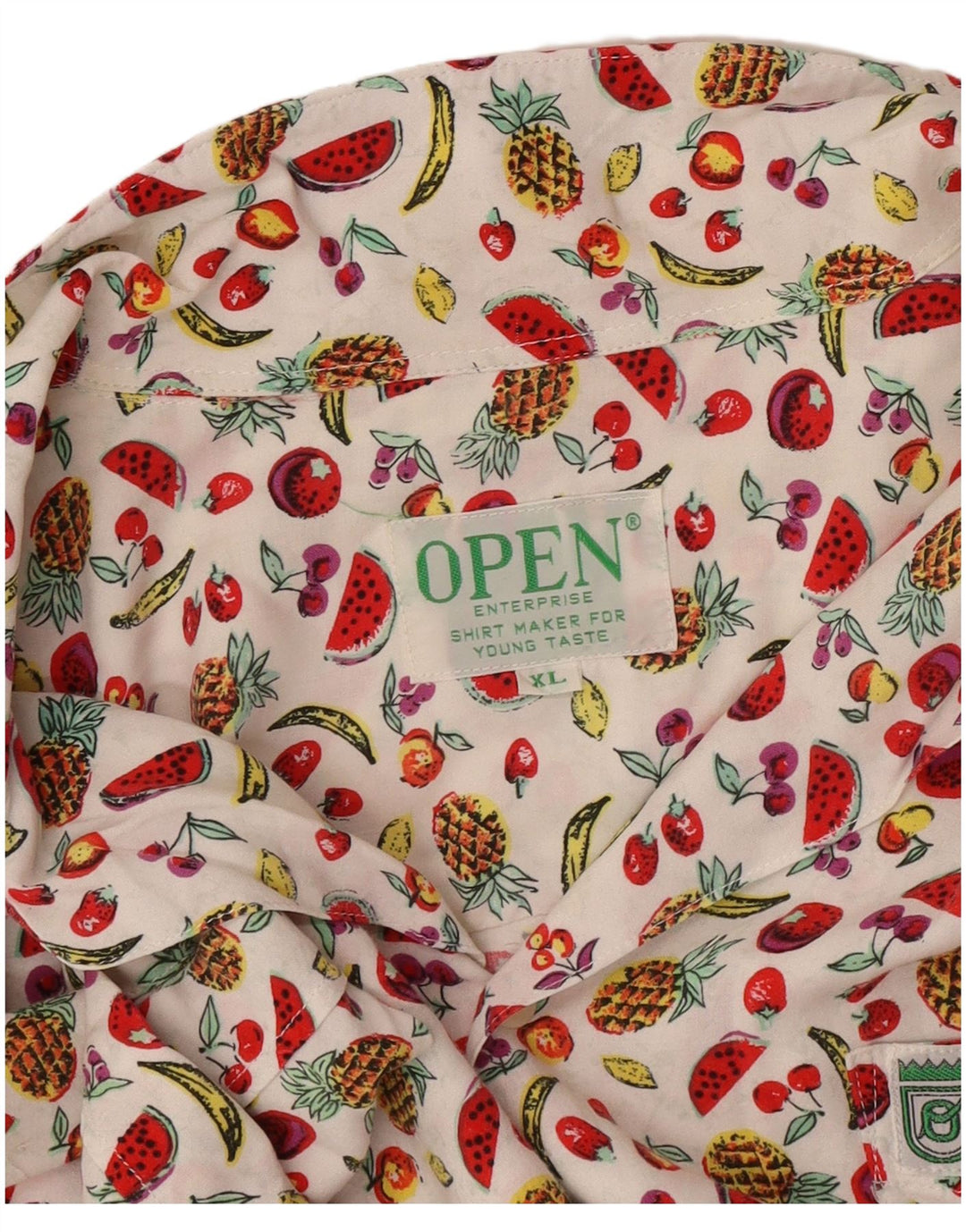 Camicia a maniche corte vintage da uomo con motivo astratto XL bianca
