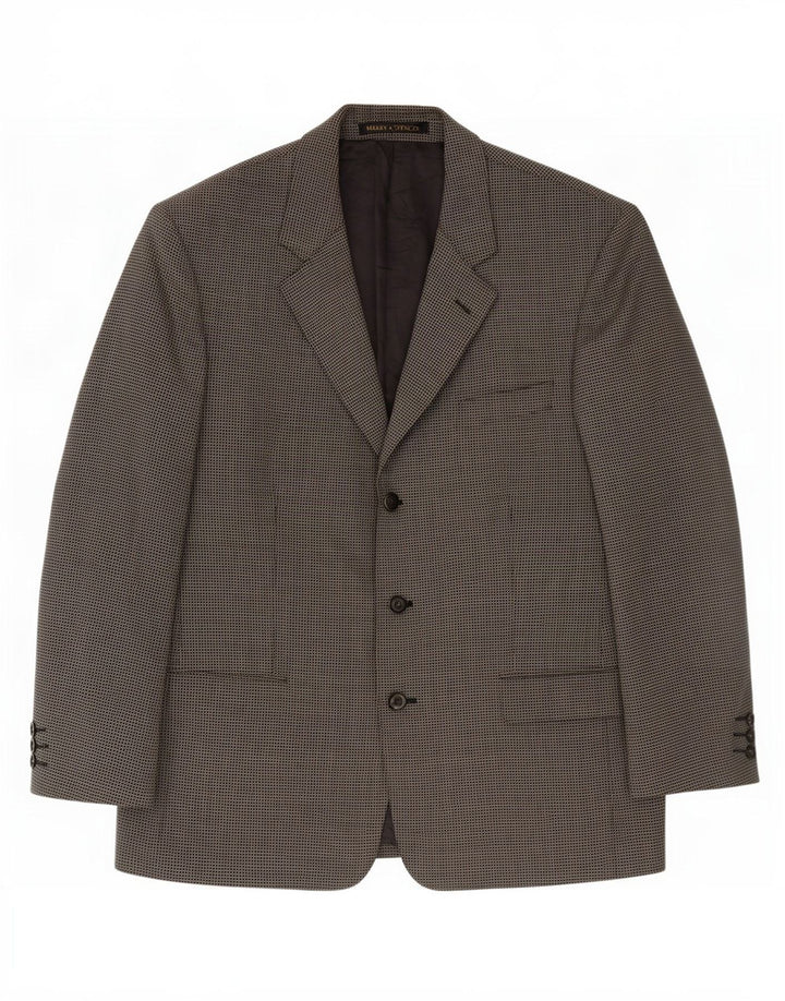 Giacca blazer a 3 bottoni da uomo Marks & Spencer UK 44 XL lana vergine a quadretti grigia